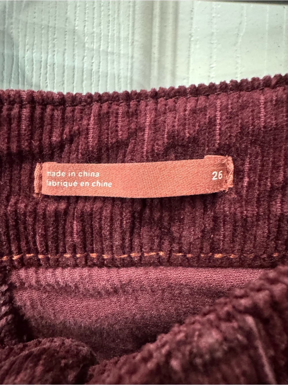 Pilcro by Anthropologie Corduroy High Rise Slim Two Tone Pants Size 26 - Picture 5 of 12